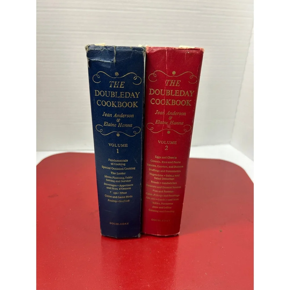 Doubleday 1975 Cookbook Set OS Blue Red Hardcover Vintage Retro Kitchen 70s